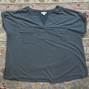 J. Jill Camo Green Blouse with Pockets